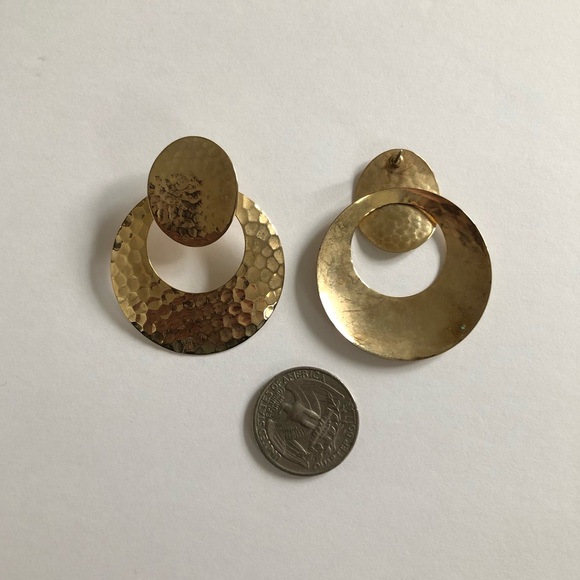 Hammered Gold Stud Earrings - Picture 4 of 4